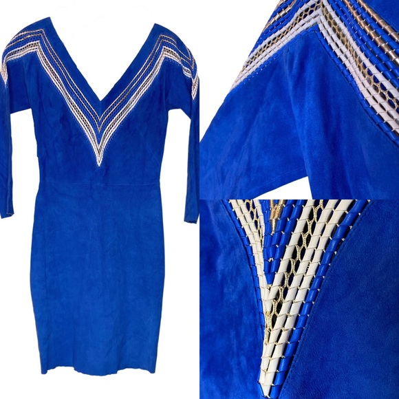 JITROIS 100% Lambskin Textile Short Dress Designer - Picture 1 of 9